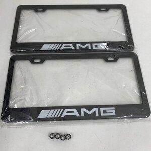 Black Leather Keychain Key Holder 5 3/4" NEW Combo With Plate Frame For AMG